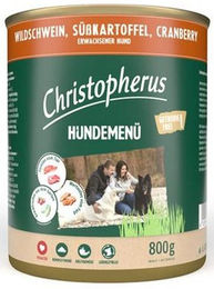 Christopherus Hundemenü Adult mit Wildschwein und Rind Stückchen in Sauce getreidefrei glutenfrei 6x800 g - 6 x 800 g – Bild 1 von 4