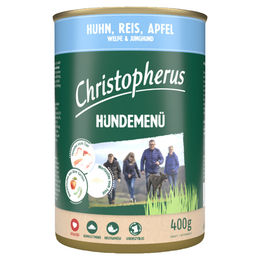 Christopherus Hundemenü Junior Huhn mit hohem Fleischanteil Stückchen in Sauce 6x 400 g - 6 x 400 g – Bild 1 von 2