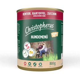 Produktbild von Christopherus Hundemenü Rentier mit Kartoffel und Zucchini 12x800g für alle Altersstufen und Größen