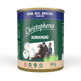 Produktbild von Christopherus Hundemenü Senior Huhn mit Reis und Broccoli 6x800g