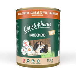 Produktbild von Christopherus Hundemenü Wildschwein mit Süßkartoffel und Cranberry 12x800g