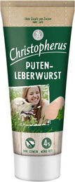 CHRISTOPHERUS Hundesnack Puten-Leberwurst Paste ohne Farb-, Aroma- oder Konservierungsstoffe und ohne Zucker 75 g - 12 x 75 g – Bild 1 von 2