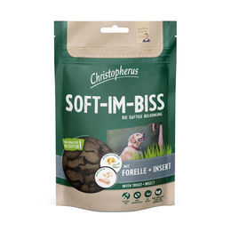 Produktbild von Christopherus Soft-Im-Biss Kausnack für Hunde mit Forelle und Insekt hypoallergen 3x125g