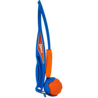 Produktbild von Chuckit! Fetch & Fold Launcher Hundespielzeug klappbar mit Gummiball in Blau Orange Bunt
