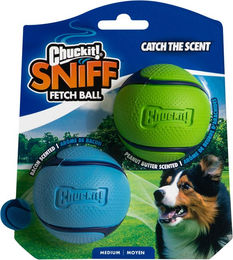 Chuckit! Sniff Fetch Ball Duo Pack Hundespielzeug aus Naturkautschuk Größe M mit Speck- und Erdnussbutterduft - 2 x 6,5 cm – Bild 1 von 7