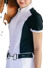 Cieli Equestrian Ava Turnier-Poloshirt Reiten Damen Weiß Schwarz XS – Bild 1 von 1