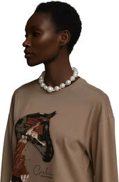 Cieli Equestrian Damen Reitshirt The Iyanda Horse Head Beige Größe M – Bild 1 von 1