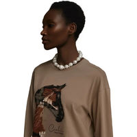 Produktbild von Cieli Equestrian Damen Reitshirt The Iyanda Horse Head Beige Größe M