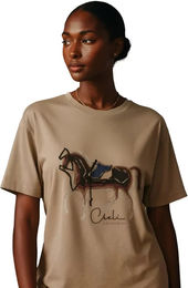 Cieli Equestrian Damen T-Shirt The Iyanda Full Horse Beige XS – Bild 1 von 1