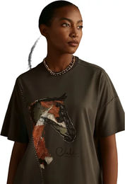 Cieli Equestrian Damen T-Shirt The Iyanda Horse Head Grün XS – Bild 1 von 1