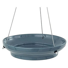 Produktbild von CJ Wildlife Vogeltränke aus Keramik in Blau mit Metallschnüren zum Aufhängen zum Baden und Trinken