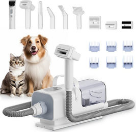 CkeyiN 8-in-1 Hundeschermaschine Profi-Haarpflegeset mit integriertem Staubsauger und Tierhaartrocknungsfunktion in Weiß – Bild 1 von 5