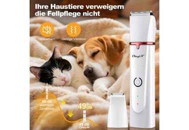 Produktbild von CkeyiN Kabellose Hundeschermaschine Set für Hunde und Katzen mit Nagelknipser und Entwirrungskamm in Weiß