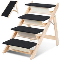 Produktbild von Clanmacy 2 in 1 Hunderampe und Hundetreppe aus Holz faltbar mit Anti-Rutsch-Funktion für große Hunde bis 80kg