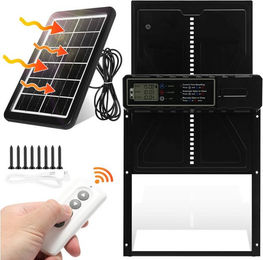 Clanmacy Automatische Hühnerklappe mit Solar-Timer-Steuerung aus Aluminium Schwarz 36x27,5cm – Bild 1 von 5