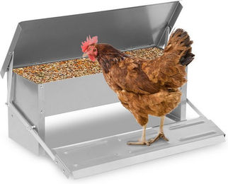 Clanmacy Automatischer Futterspender aus Aluminium mit Deckel für Hühner und Wildvögel in Silber - 5 kg – Bild 1 von 5
