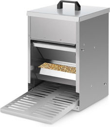 Clanmacy Automatischer Futtertrog für Hühner Enten und Geflügel aus Metall mit Deckel 5kg Silber - 5 kg – Bild 1 von 4