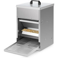 Produktbild von Clanmacy Automatischer Futtertrog für Hühner Enten und Geflügel aus Metall mit Deckel 5kg Silber - 5 kg