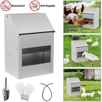 Produktbild von Clanmacy Automatischer Geflügelfutterspender aus Edelstahl für Hühner, Wachteln und Enten mit 5kg Fassungsvermögen