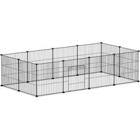 Produktbild von Clanmacy DIY Freigehege Laufstall aus Metall für Welpen und Hamster 12 Stück 35x35cm Schwarz - 12 x 35 cm