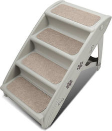 Clanmacy Haustiertreppe 4-stufige Hundetreppe aus Kunststoff grau klappbar mit Anti-Rutsch-Funktion für Hunde bis 75 kg – Bild 1 von 5