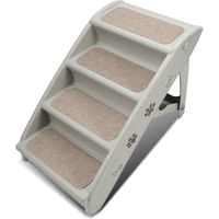 Produktbild von Clanmacy Haustiertreppe 4-stufige Hundetreppe aus Kunststoff grau klappbar mit Anti-Rutsch-Funktion für Hunde bis 75 kg