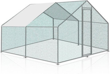 Clanmacy Hühnerstall aus Metall mit Dach in Silber 3x3x2m – Bild 1 von 3