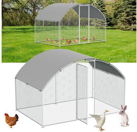 Clanmacy Hühnerstall mit Kuppeldach aus Metall für Geflügel und Kleintiere 3x2x2m in Grau/Silber – Bild 1 von 5