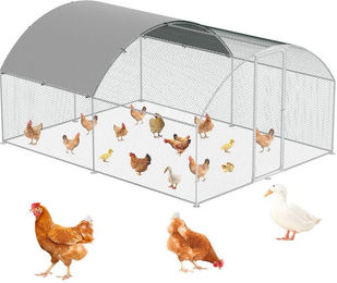 Clanmacy Hühnerstall mit Kuppeldach aus Metall für Geflügel und Kleintiere 3x4x2m in Grau Silber – Bild 1 von 5