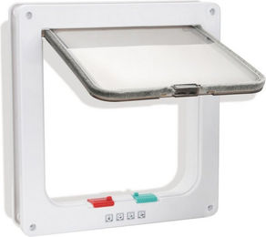 Clanmacy Katzenklappe und Hundeklappe aus Kunststoff in Weiß mit 4-Wege-Funktion und wasserdichter Eigenschaft – Bild 1 von 2