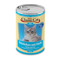 Produktbild von Classic Cat Katzen Nassfutter Stückchen in Sauce mit Fisch und Kabeljau Adult 12x415g - 12 x 415 g