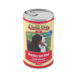Produktbild von Classic Dog Hundefutter Nassfutter Brocken mit Rind in Soße 6x 1250g - 6 x 1250 g