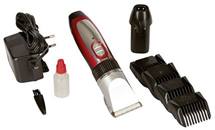 Clipster Kerbl Akkuschermaschine Sonic Komplettset mit 4 Aufsteckkämmen rot/schwarz – Bild 1 von 5