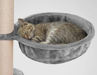 COBOX Katzenhängematte aus Plüsch und Metall für Kratzbäume Grau Ø 32 cm – Bild 1 von 2