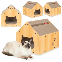 COIL Kratztonne für Katzen als Katzenhöhle und Katzenbett aus Kratzpappe und MDF in Beige Natur Höhe 34,5 cm – Bild 1 von 9
