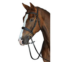 Produktbild von Collegiate Mono Crown Gepolsterte Cavesson Koppelsnaffle-Trense aus Leder Braun für Vollblut
