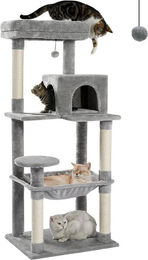 Collox Kratzbaum Jumbo mit 5 Etagen, Hängematte und Spielzeug für große Katzen, Grau – Bild 1 von 4