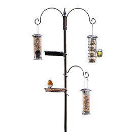 colourliving 5 in 1 Vogelfutterstation aus Metall mit Vogeltränke, 3 Futtersäulen und Futterschale – Bild 1 von 9