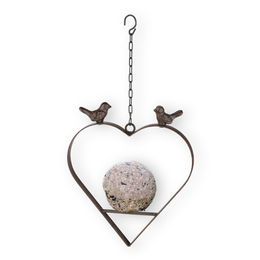 colourliving Vogelhaus Meisenknödelhalter in Schmiedeeisenoptik mit Deko-Vögeln aus Metall 25cm – Bild 1 von 8