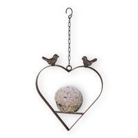 Produktbild von colourliving Vogelhaus Meisenknödelhalter in Schmiedeeisenoptik mit Deko-Vögeln aus Metall 25cm