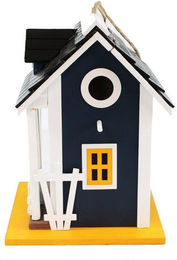 colourliving Vogelhaus Nistkasten Villa Kunterbunt aus Holz in Blau für Meisen und Wildvögel – Bild 1 von 5
