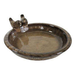 colourliving Vogeltränke aus Keramik in Macchiato Braun mit 2 Deko-Vögeln 30 cm – Bild 1 von 8