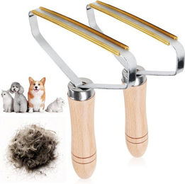 com-four Tierhaarentferner Reinigungsbürsten mit Holzgriff für Hunde und Katzen 2-teilig – Bild 1 von 2