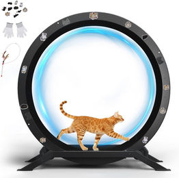 COMHOMA Katzenlaufrad Intelligenzspielzeug für erwachsene Katzen mit abnehmbarem Teppich und Spielzeug in Schwarz XL 100 cm – Bild 1 von 2
