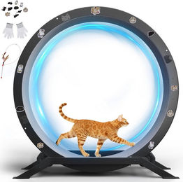 COMHOMA Katzenlaufrad Intelligenzspielzeug für Katzen XL 100 cm Schwarz mit abnehmbarem Teppich und Spielzeug – Bild 1 von 5