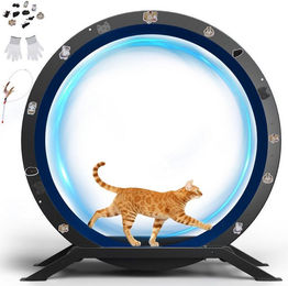 COMHOMA Katzenlaufrad Intelligenzspielzeug für Katzen XL 100 cm ultraleise mit abnehmbarem Teppich und Spielzeug – Bild 1 von 5