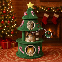 Produktbild von COMHOMA Kratzbaum für Katzen in Grün mit Katzenhaus und Plattformen aus Holz und Plüsch 135 cm hoch