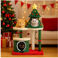 Produktbild von COMHOMA Kratzbaum im Weihnachtsbaum-Design 123cm mit Kratzsäulen, Katzenhaus, Plattformen und Spielball