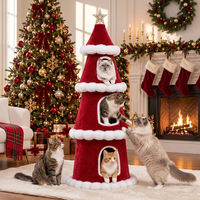 Produktbild von COMHOMA Kratzbaum im Weihnachtsbaum-Design mit Katzenhaus und Kippschutz 150cm hoch
