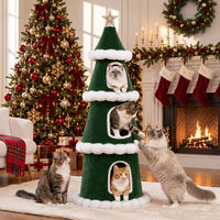 Produktbild von COMHOMA Kratzbaum im Weihnachtsbaum-Design mit Katzenhaus und Kippschutzvorrichtung 150cm hoch
